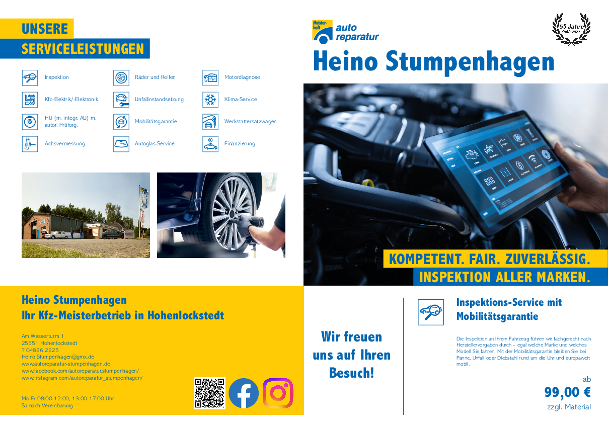 Werkstattprospekt von Heino Stumpenhagen Bild von Werkstattprospekt von Heino Stumpenhagen